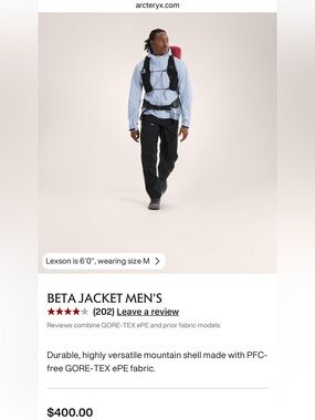 Arc'teryx Men's Beta Jacket in Alpine Blue - EUC worn once